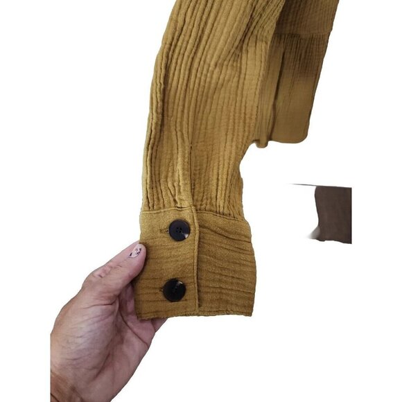 Madewell Peplum Top Brown Long Sleeve Lightspun Button-Back Women's Small - Picture 7 of 10